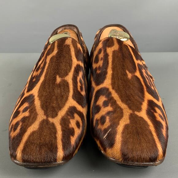 YVES SAINT LAURENT Size 8 Brown Tan Animal Print Leather Slip On Loafers main image 7